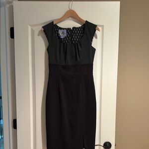 Kay Unger Black and Gray Midi Dress